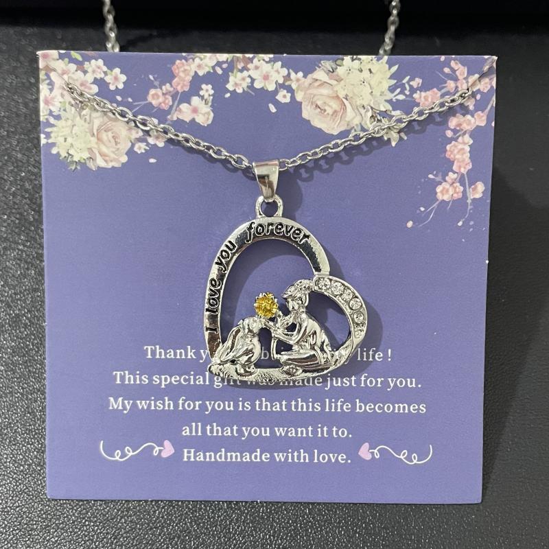 Bunny And Girl Necklace Animal Pendant Jewelry For Women Girls