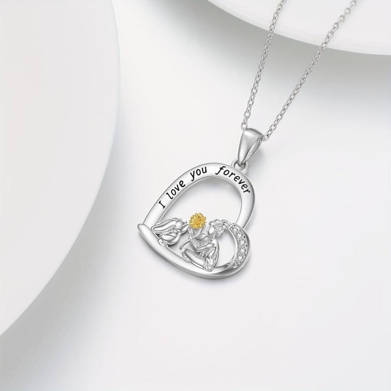 Bunny And Girl Necklace Animal Pendant Jewelry For Women Girls