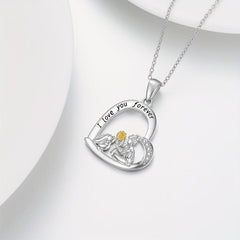 Bunny And Girl Necklace Animal Pendant Jewelry For Women Girls
