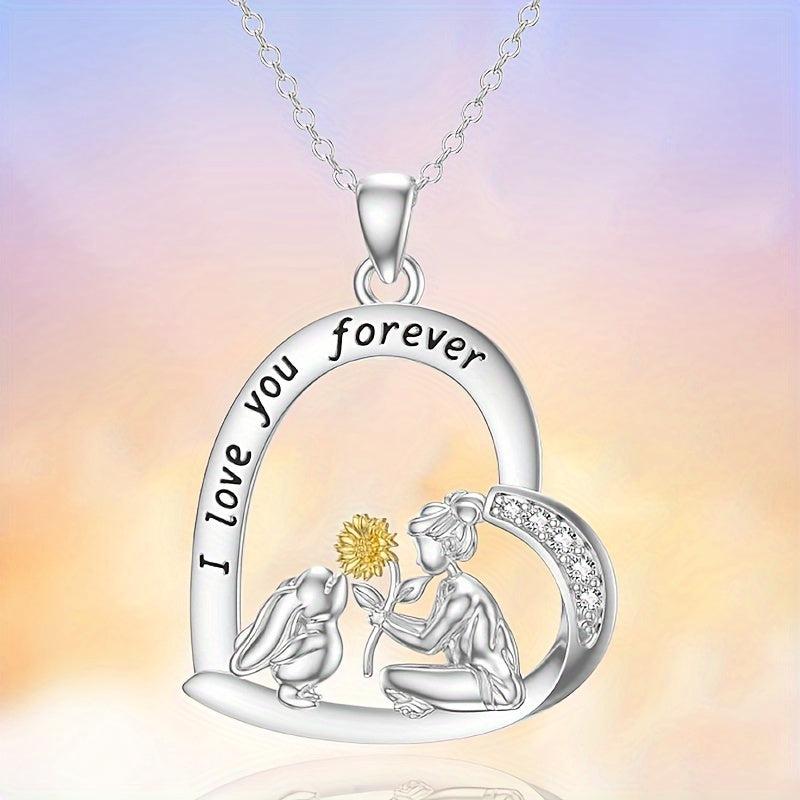 Bunny And Girl Necklace Animal Pendant Jewelry For Women Girls