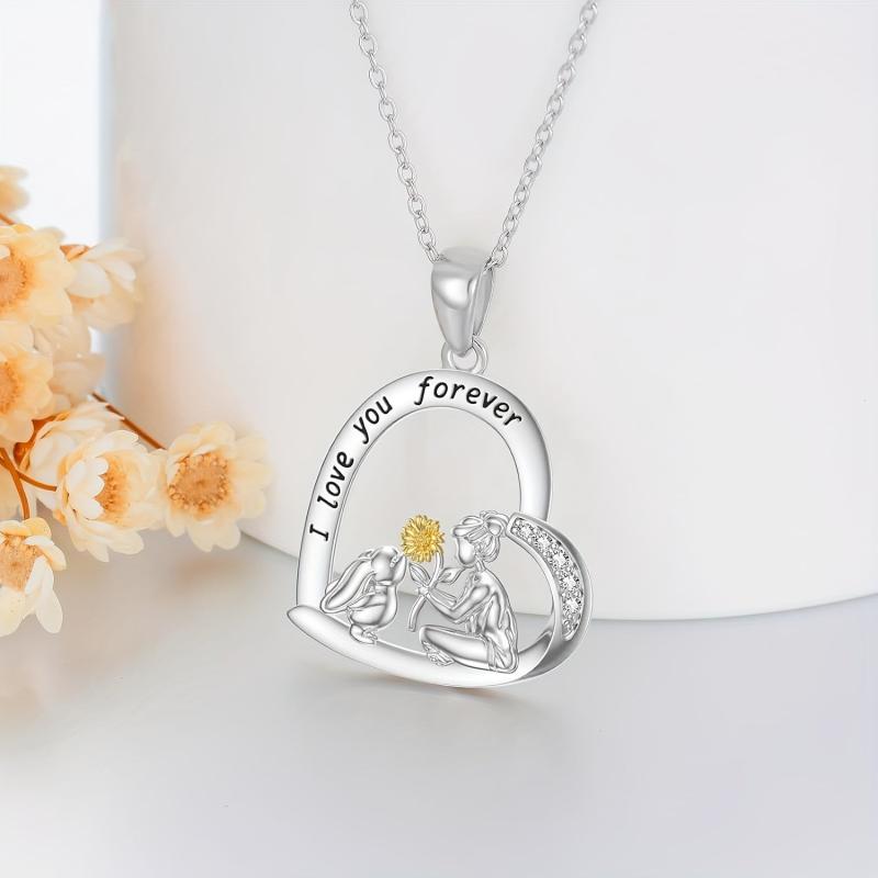 Bunny And Girl Necklace Animal Pendant Jewelry For Women Girls