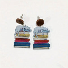 Rainbow Book Ruler Earrings for School Events and Graduations
