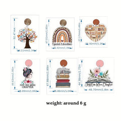 Rainbow Book Ruler Earrings for School Events and Graduations