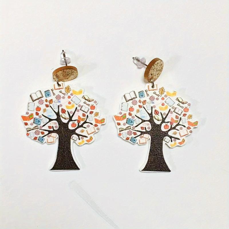 Rainbow Book Ruler Earrings for School Events and Graduations