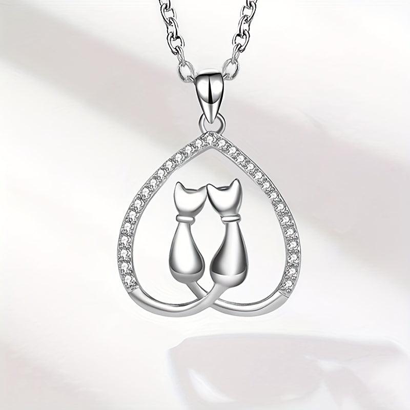 Love Moon Cat Pendant Necklace Animal Necklace Jewelry