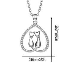 Love Moon Cat Pendant Necklace Animal Necklace Jewelry