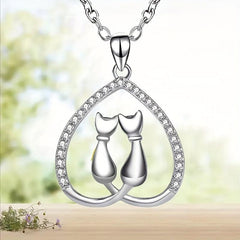 Love Moon Cat Pendant Necklace Animal Necklace Jewelry