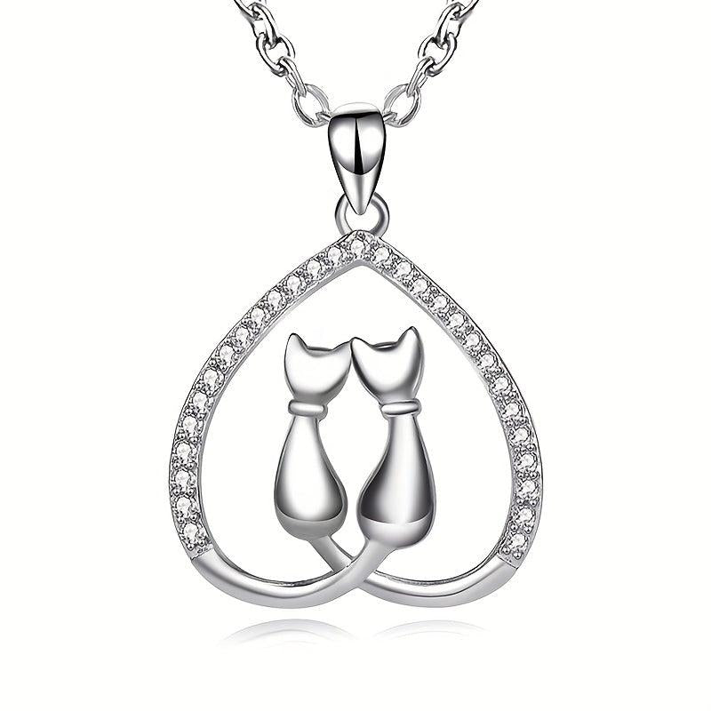 Love Moon Cat Pendant Necklace Animal Necklace Jewelry
