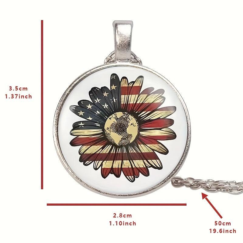 Round Sunflower Crystal Bead Pendant Necklace Birthday Wedding Gift