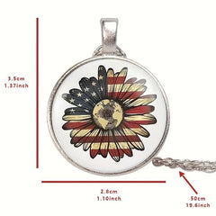 Round Sunflower Crystal Bead Pendant Necklace Birthday Wedding Gift