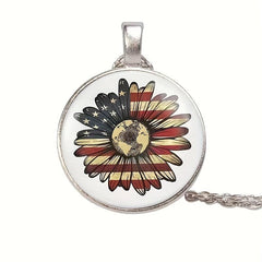 Round Sunflower Crystal Bead Pendant Necklace Birthday Wedding Gift