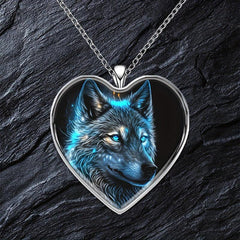 Heart Shaped Luminous Wolf Necklace Family Anniversary Gift