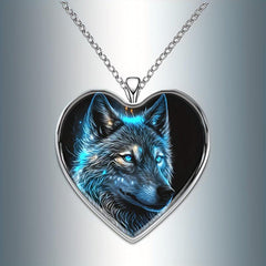 Heart Shaped Luminous Wolf Necklace Family Anniversary Gift
