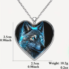 Heart Shaped Luminous Wolf Necklace Family Anniversary Gift