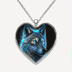 Heart Shaped Luminous Wolf Necklace Family Anniversary Gift