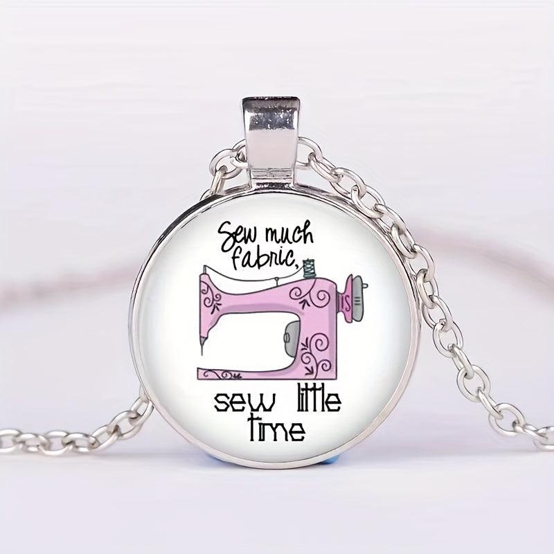 Cartoon Sewing Machine Bead Pendant Necklace Birthday Gift