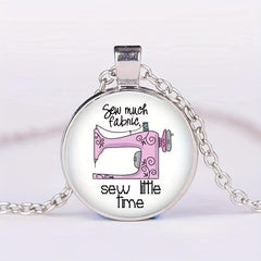 Cartoon Sewing Machine Bead Pendant Necklace Birthday Gift
