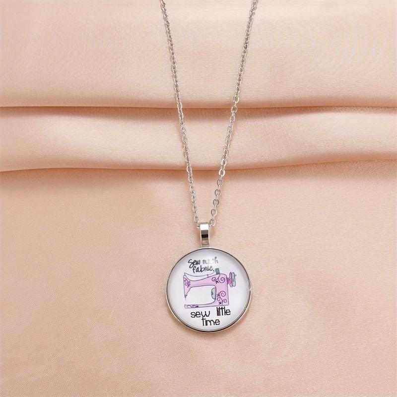 Cartoon Sewing Machine Bead Pendant Necklace Birthday Gift