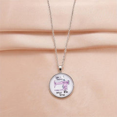 Cartoon Sewing Machine Bead Pendant Necklace Birthday Gift