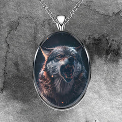 Wolf Head Round Pendant Necklace Party Gift