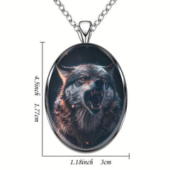 Wolf Head Round Pendant Necklace Party Gift