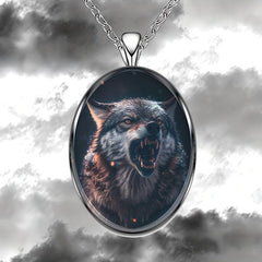 Wolf Head Round Pendant Necklace Party Gift