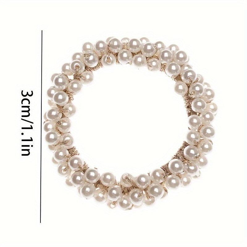 Champagne Pearl Hair Ties Elastic Scrunchies Bands Ropes Hair Accessories