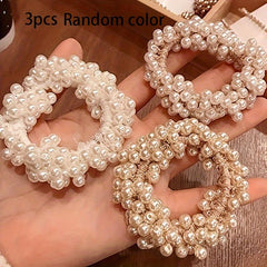 Champagne Pearl Hair Ties Elastic Scrunchies Bands Ropes Hair Accessories