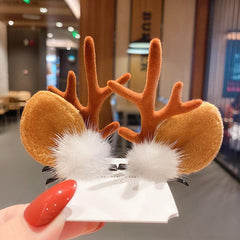 Christmas Hair Clips Baby Butterfly Knot Deer Horn Hair Accessories