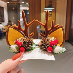 Christmas Hair Clips Baby Butterfly Knot Deer Horn Hair Accessories