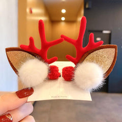 Christmas Hair Clips Baby Butterfly Knot Deer Horn Hair Accessories