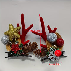 Christmas Hair Clips Baby Butterfly Knot Deer Horn Hair Accessories