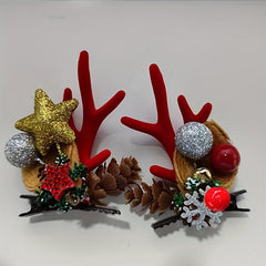 Christmas Hair Clips Baby Butterfly Knot Deer Horn Hair Accessories