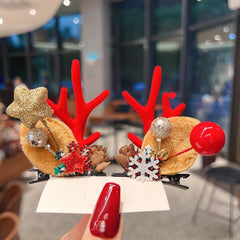 Christmas Hair Clips Baby Butterfly Knot Deer Horn Hair Accessories