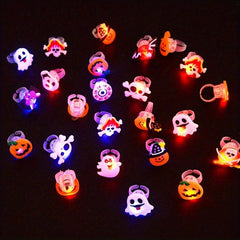 LED Light Halloween Ring Luminous Pumpkin Ghost Skull Ring Children's Gift