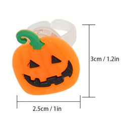 LED Light Halloween Ring Luminous Pumpkin Ghost Skull Ring Children's Gift