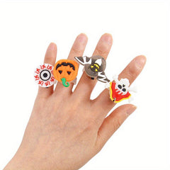 LED Light Halloween Ring Luminous Pumpkin Ghost Skull Ring Children's Gift