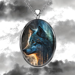 Geometric Round Pendant Wolf Necklace Party Toy Gift