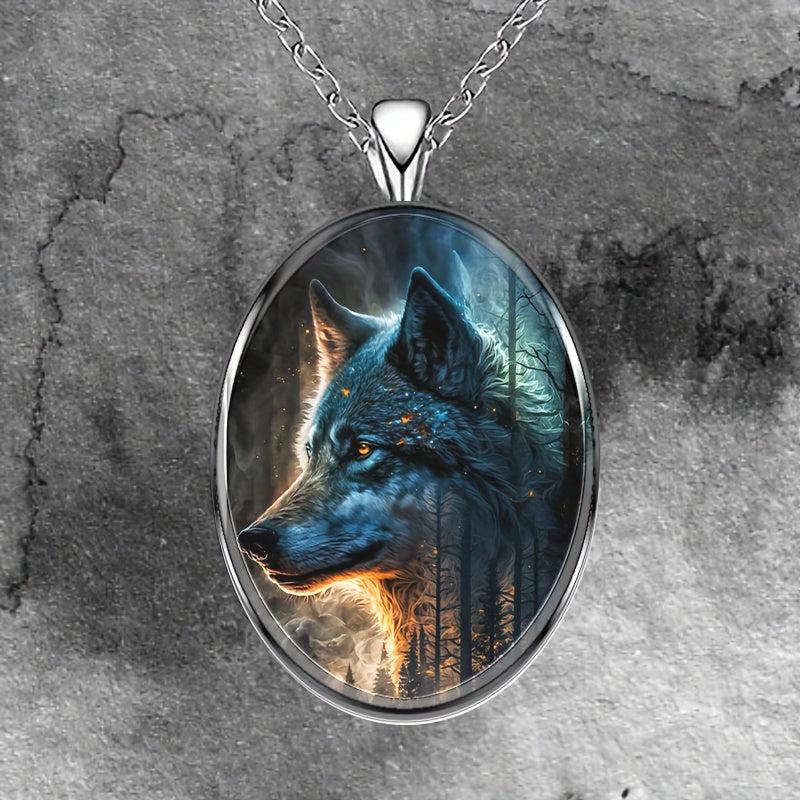 Geometric Round Pendant Wolf Necklace Party Toy Gift