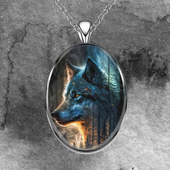 Geometric Round Pendant Wolf Necklace Party Toy Gift