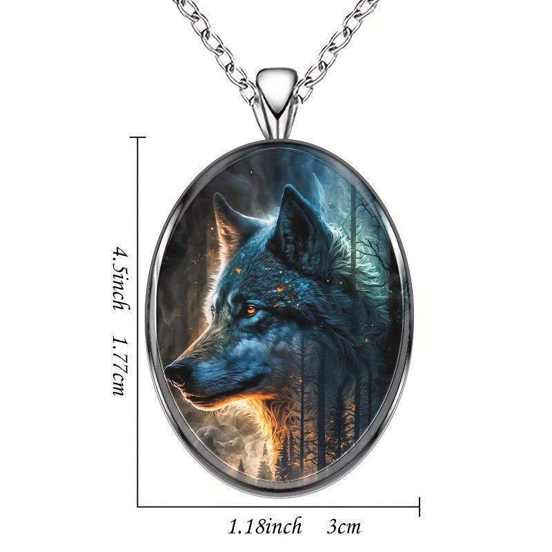 Geometric Round Pendant Wolf Necklace Party Toy Gift