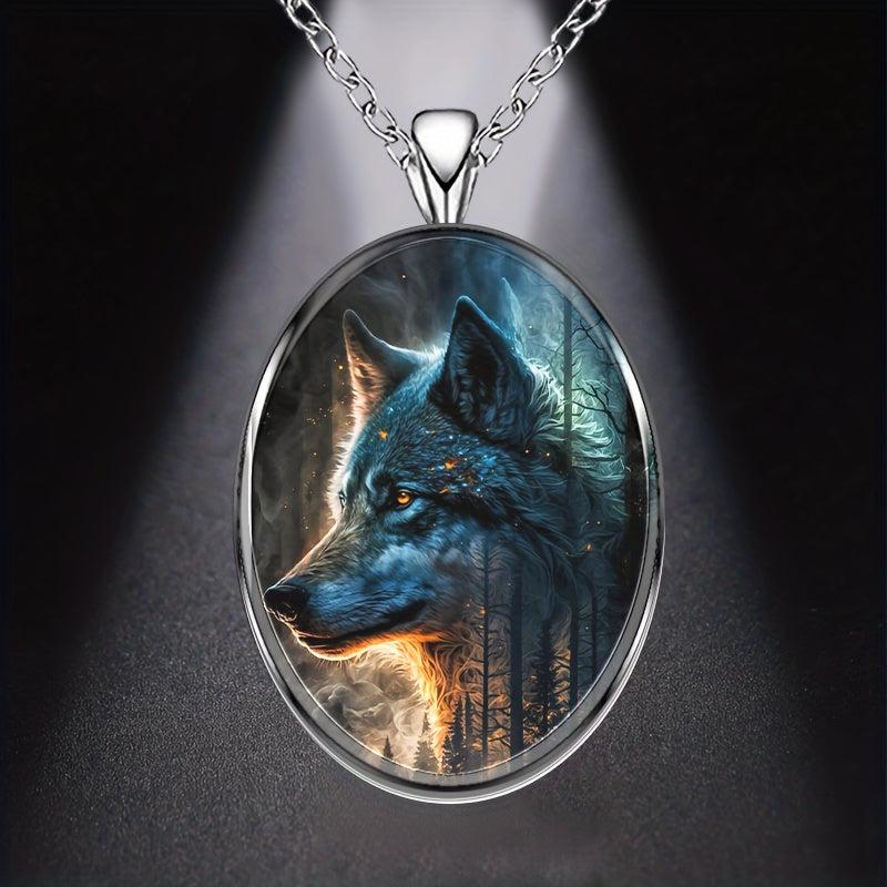 Geometric Round Pendant Wolf Necklace Party Toy Gift