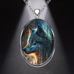 Geometric Round Pendant Wolf Necklace Party Toy Gift
