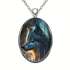 Geometric Round Pendant Wolf Necklace Party Toy Gift