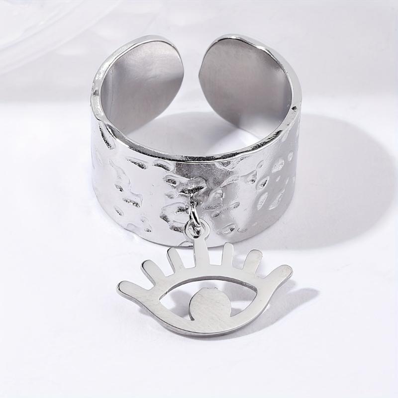 Steel Eye Pendant Stainless Steel Open Ring Adjustable Ring