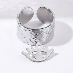Steel Eye Pendant Stainless Steel Open Ring Adjustable Ring