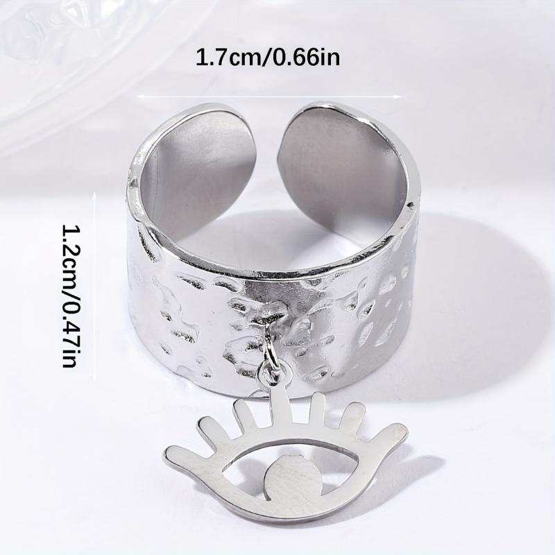 Steel Eye Pendant Stainless Steel Open Ring Adjustable Ring