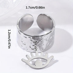 Steel Eye Pendant Stainless Steel Open Ring Adjustable Ring