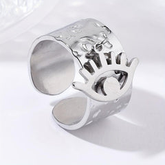 Steel Eye Pendant Stainless Steel Open Ring Adjustable Ring