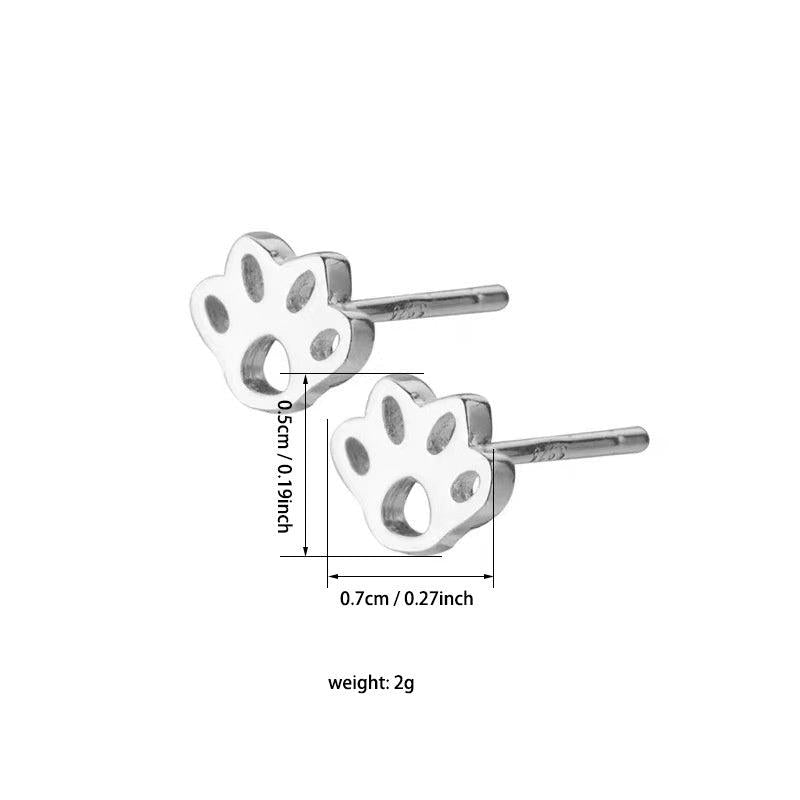 Silvery Kitten Claws Stud Earrings Alloy Electroplated For Girls Party